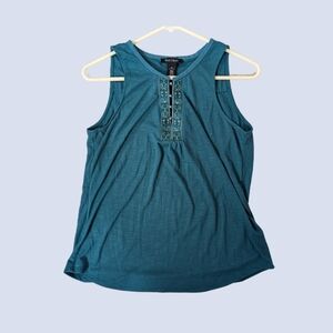 White House Black Market green/teal short sleeve blouse - M